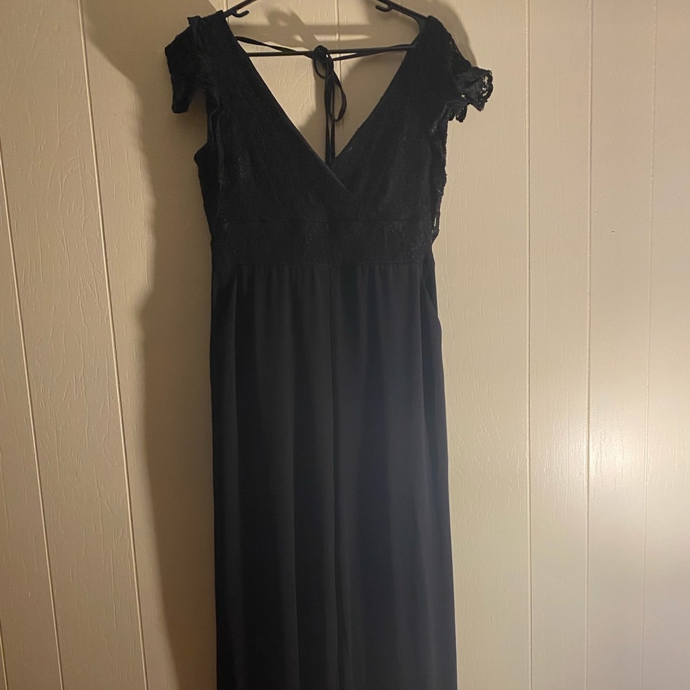 Chaps - Black Sequin Flutter Sleeve Jumpsuit - Si… - image 3